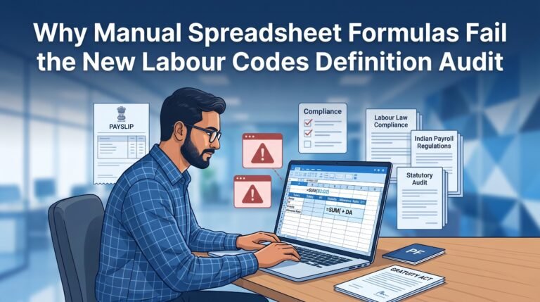 Manual Spreadsheet, New Labour code, Compliance, Audit, HRMS, Regulation