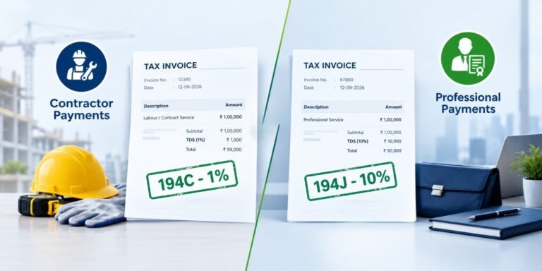What Is the Legal Difference Between Section 194C (1023) and Section 194J (1027) TDS Deductions for Contractor Onboarding?